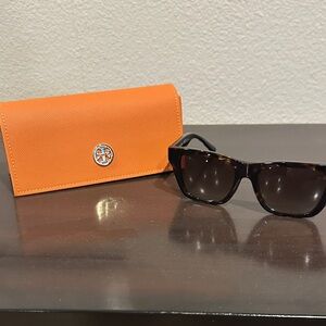 Tory Burch Tortoise Sunglasses with Bold Orange Case